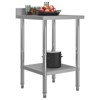 Produktbild för Arbetsbord med stänkskydd 60x60x93 cm rostfritt stål