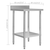 Produktbild för Arbetsbord med stänkskydd 60x60x93 cm rostfritt stål