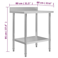 Produktbild för Arbetsbord med stänkskydd 80x60x93 cm rostfritt stål