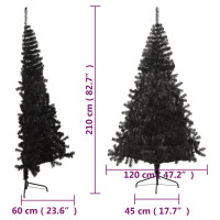 Produktbild för Halv plastgran med stativ svart 210 cm PVC