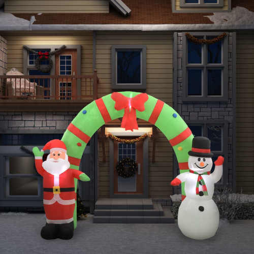 vidaXL Uppblåsbar juldekoration jultomte & snögubbe LED 223 cm