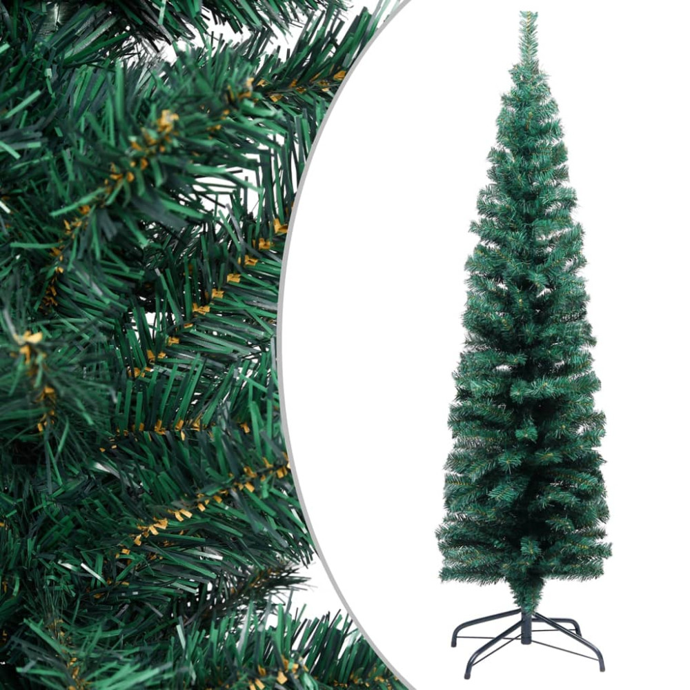 Produktbild för Smal plastgran med fot grön 120 cm PVC