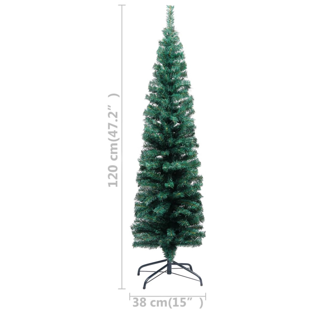 Produktbild för Smal plastgran med fot grön 120 cm PVC