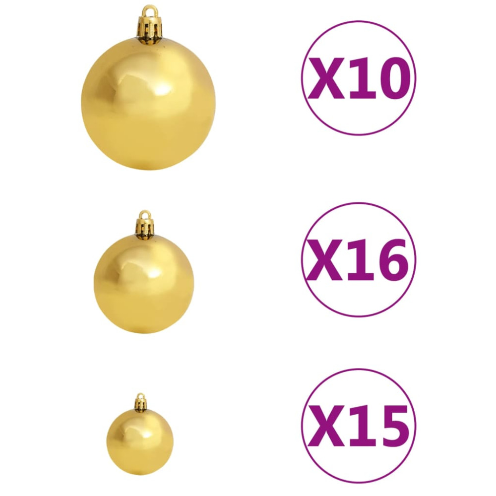 Produktbild för Julgranskulor 120 st med spira och 300 LED guld och brons