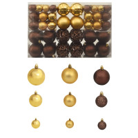 Produktbild för Julgranskulor 100 delar set 3/4/6 cm brun/brons/guld