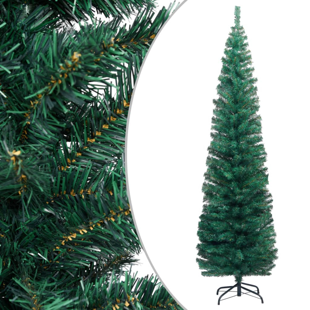 Produktbild för Smal plastgran med fot grön 180 cm PVC