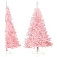Produktbild för Halv plastgran med stativ rosa 150 cm PVC