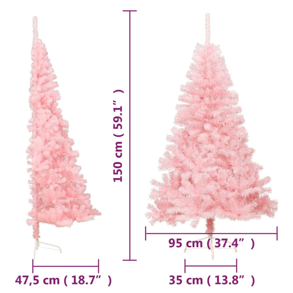 Produktbild för Halv plastgran med stativ rosa 150 cm PVC