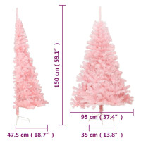 Produktbild för Halv plastgran med stativ rosa 150 cm PVC