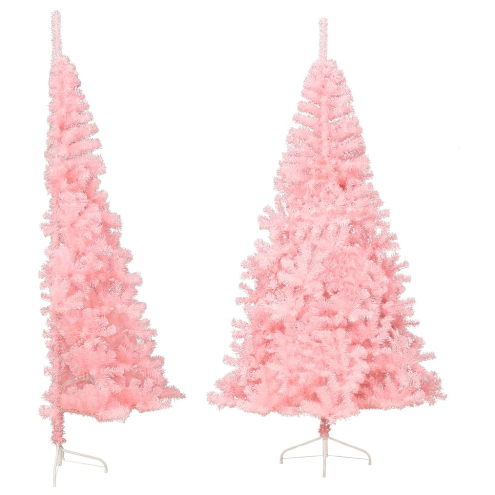 Produktbild för Halv plastgran med stativ rosa 240 cm PVC