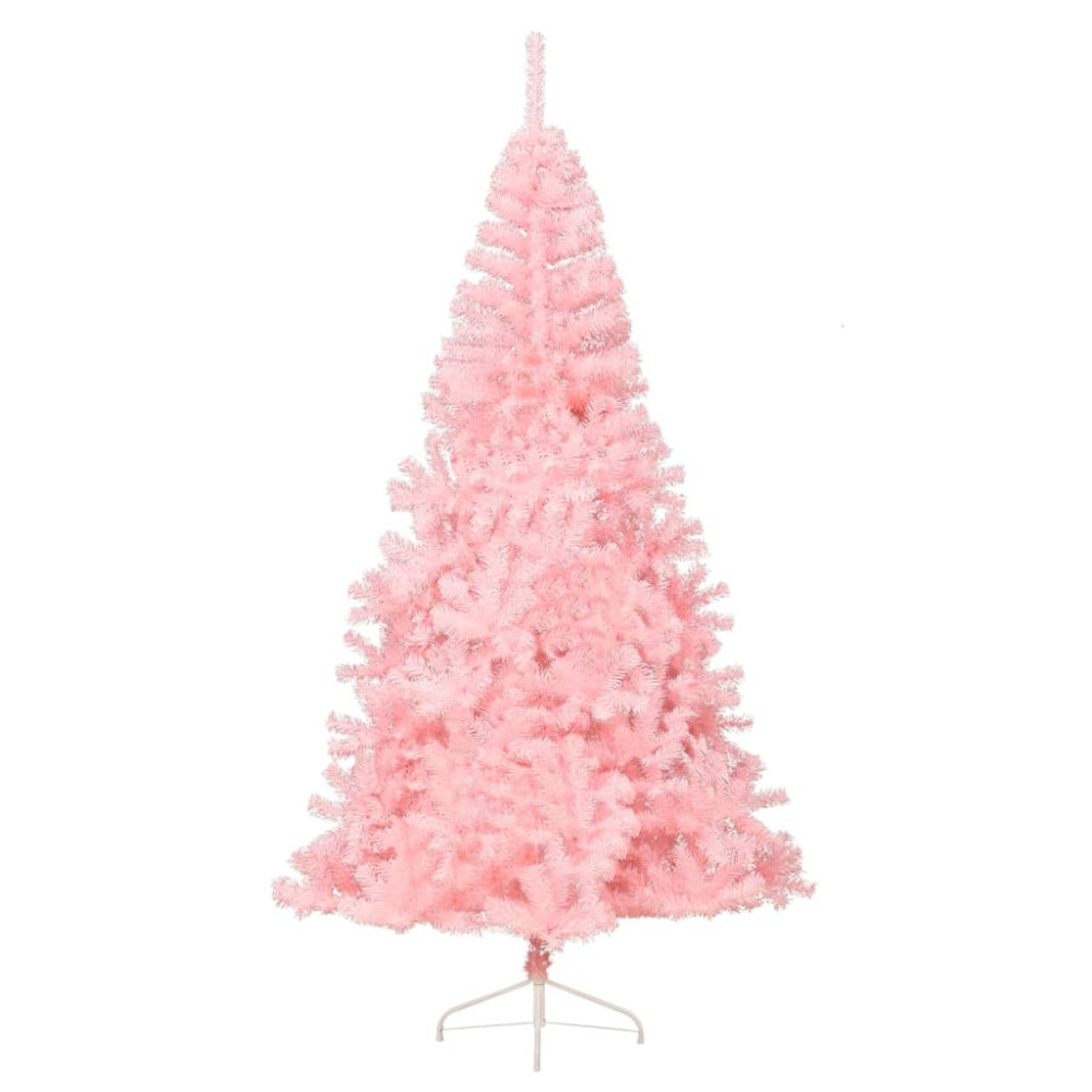 Produktbild för Halv plastgran med stativ rosa 240 cm PVC