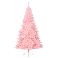 Produktbild för Halv plastgran med stativ rosa 240 cm PVC