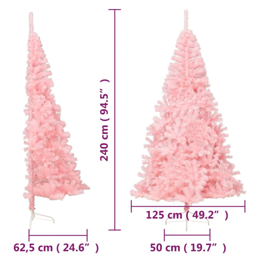 Produktbild för Halv plastgran med stativ rosa 240 cm PVC