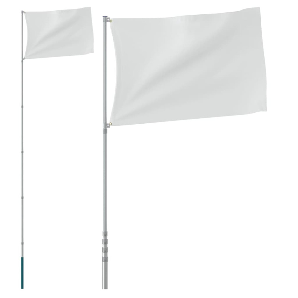 Produktbild för Teleskopisk flaggstång silver 5,5 m aluminium