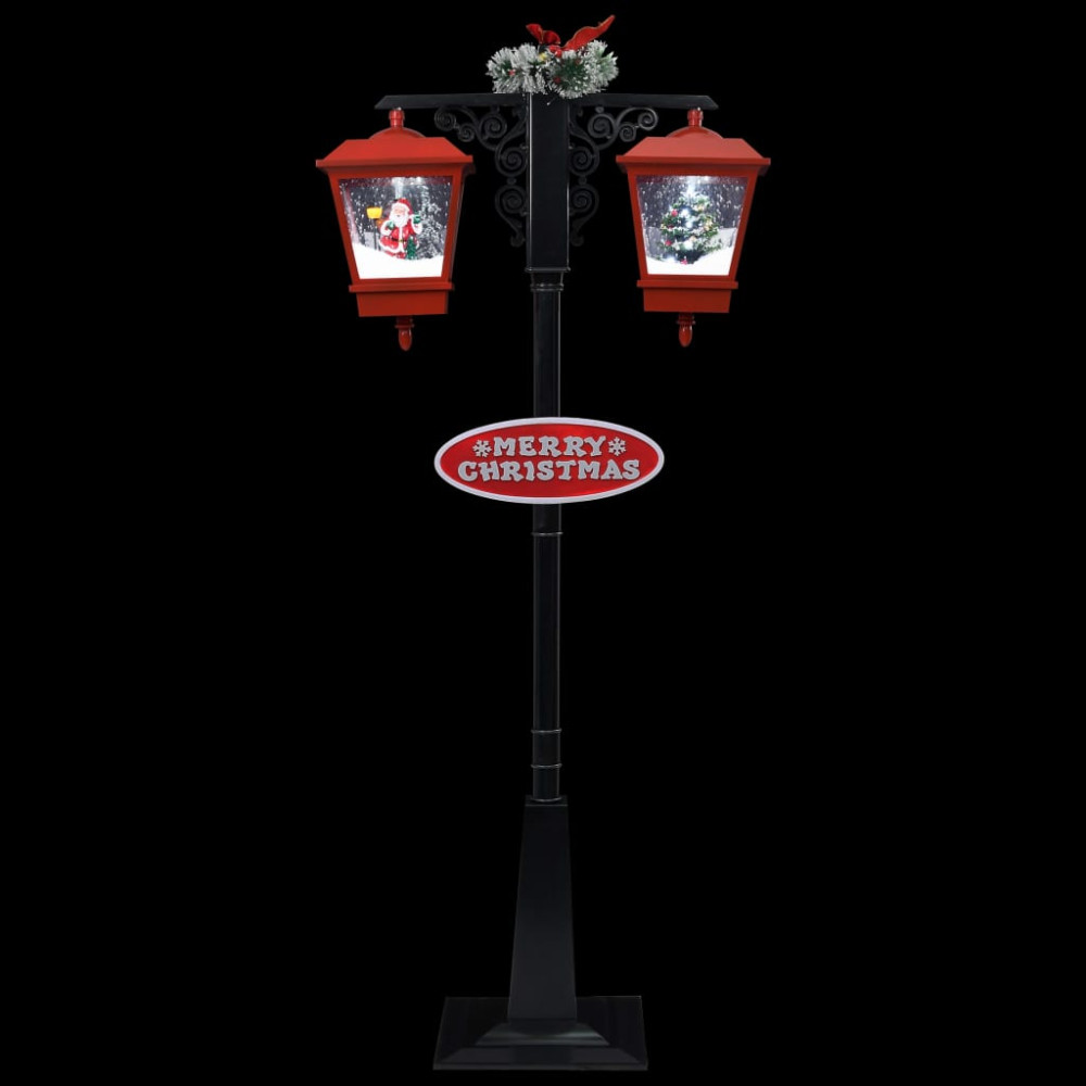 Produktbild för Lyktstolpe med jultomte svart och röd 81x40x188 cm PVC