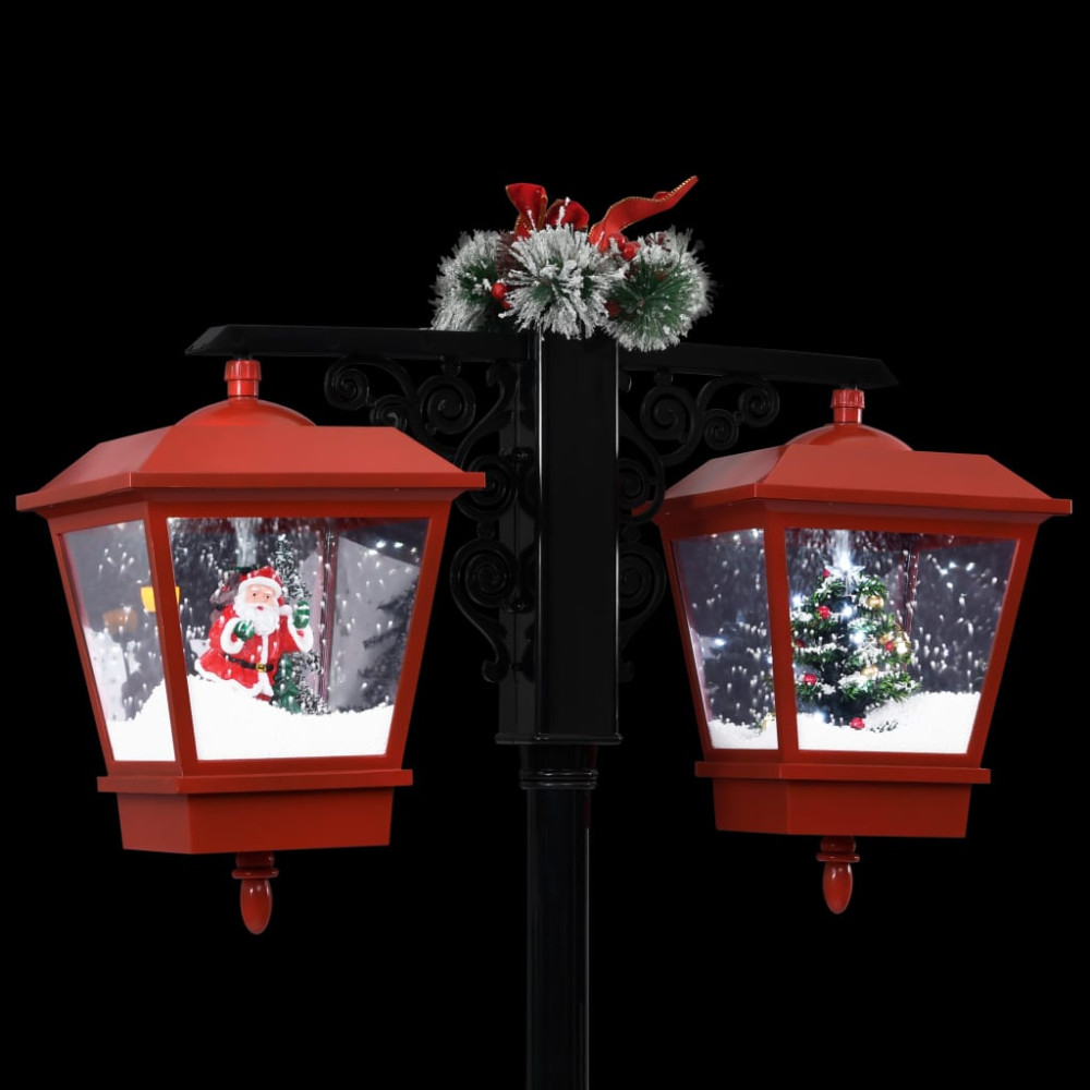 Produktbild för Lyktstolpe med jultomte svart och röd 81x40x188 cm PVC
