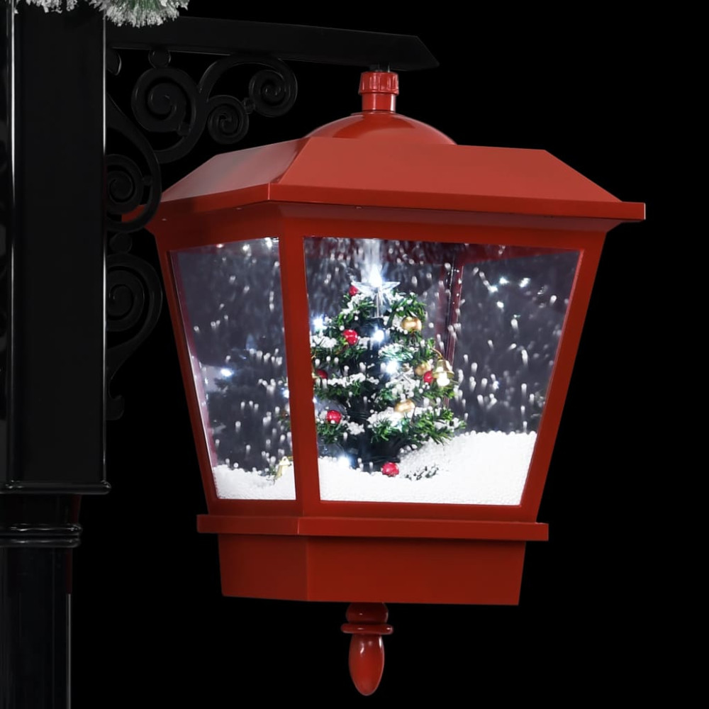 Produktbild för Lyktstolpe med jultomte svart och röd 81x40x188 cm PVC