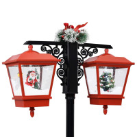 Produktbild för Lyktstolpe med jultomte svart och röd 81x40x188 cm PVC