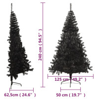 Produktbild för Halv plastgran med stativ svart 240 cm PVC