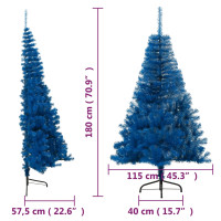 Produktbild för Halv plastgran med stativ blå 180 cm PVC