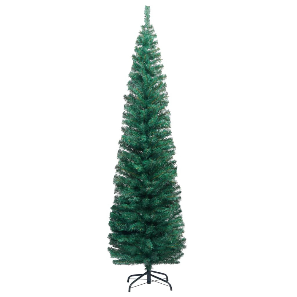 Produktbild för Smal plastgran med fot grön 240 cm PVC