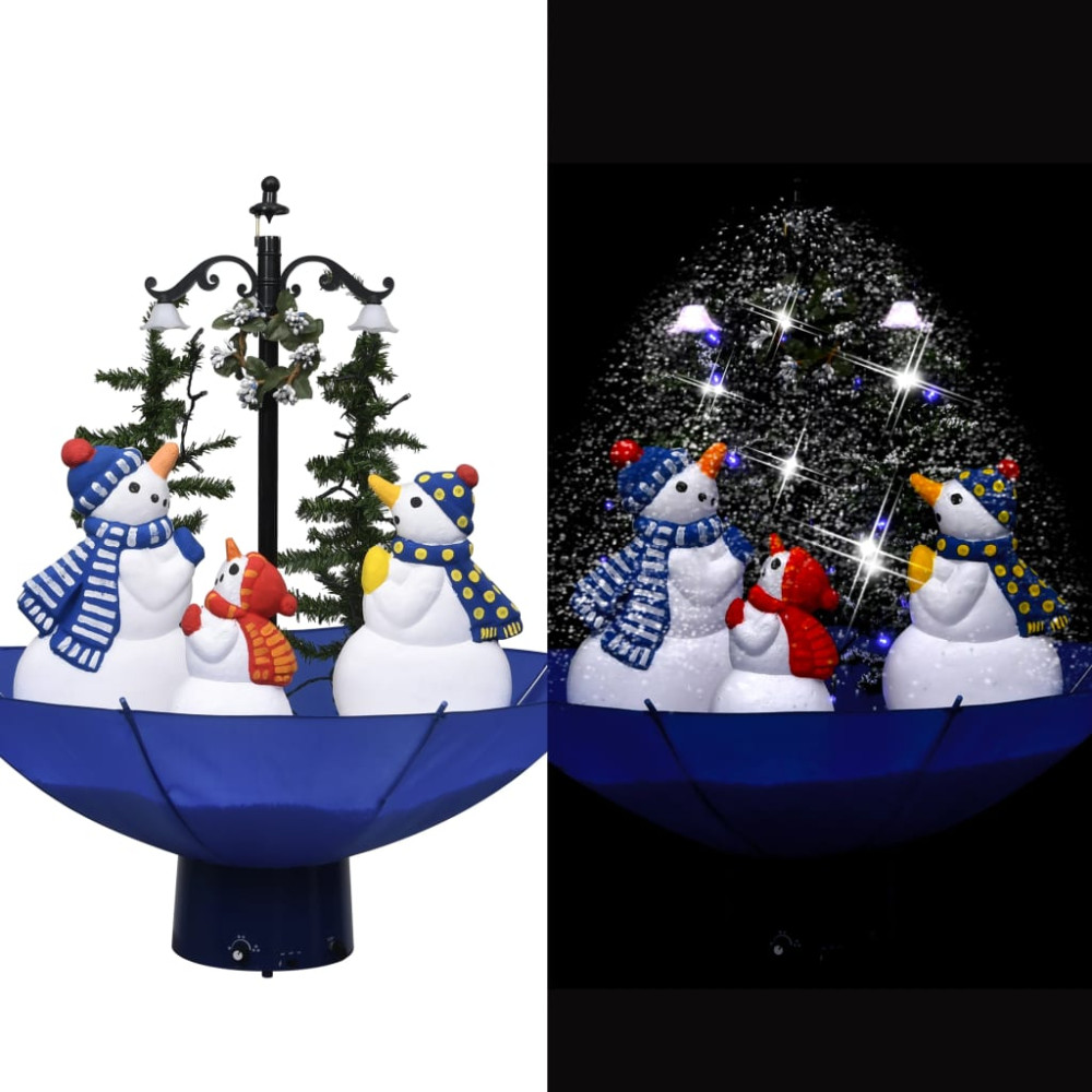 Produktbild för Julgran med snö och paraplybas blå 75 cm PVC
