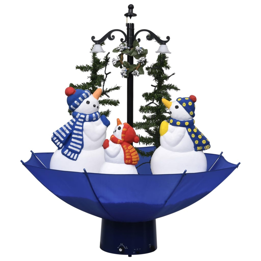 Produktbild för Julgran med snö och paraplybas blå 75 cm PVC