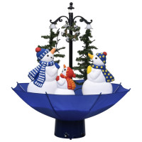 Produktbild för Julgran med snö och paraplybas blå 75 cm PVC