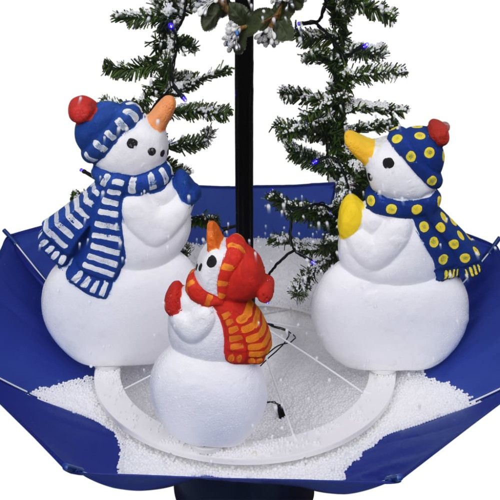 Produktbild för Julgran med snö och paraplybas blå 75 cm PVC