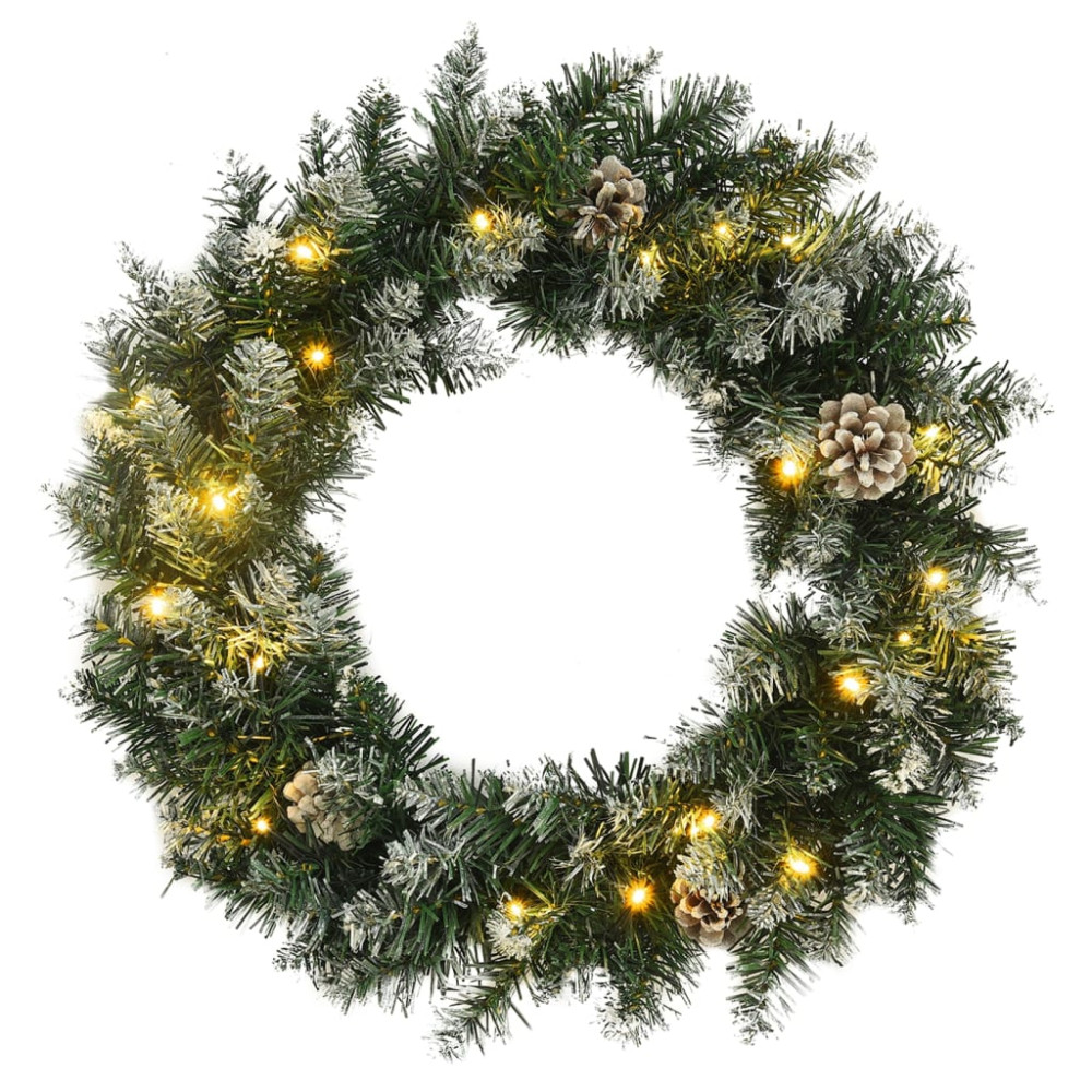 Produktbild för Julkrans med lysdioder grön 60 cm PVC
