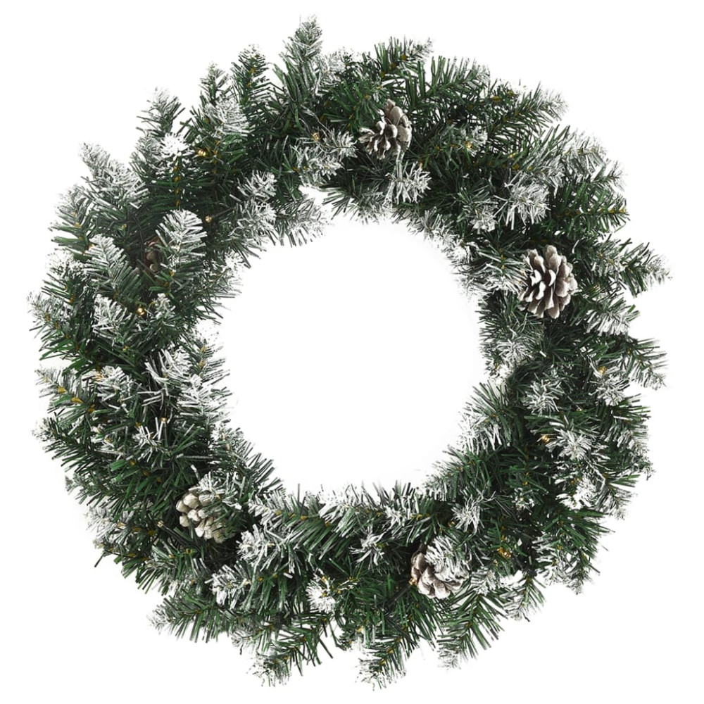 Produktbild för Julkrans med lysdioder grön 60 cm PVC