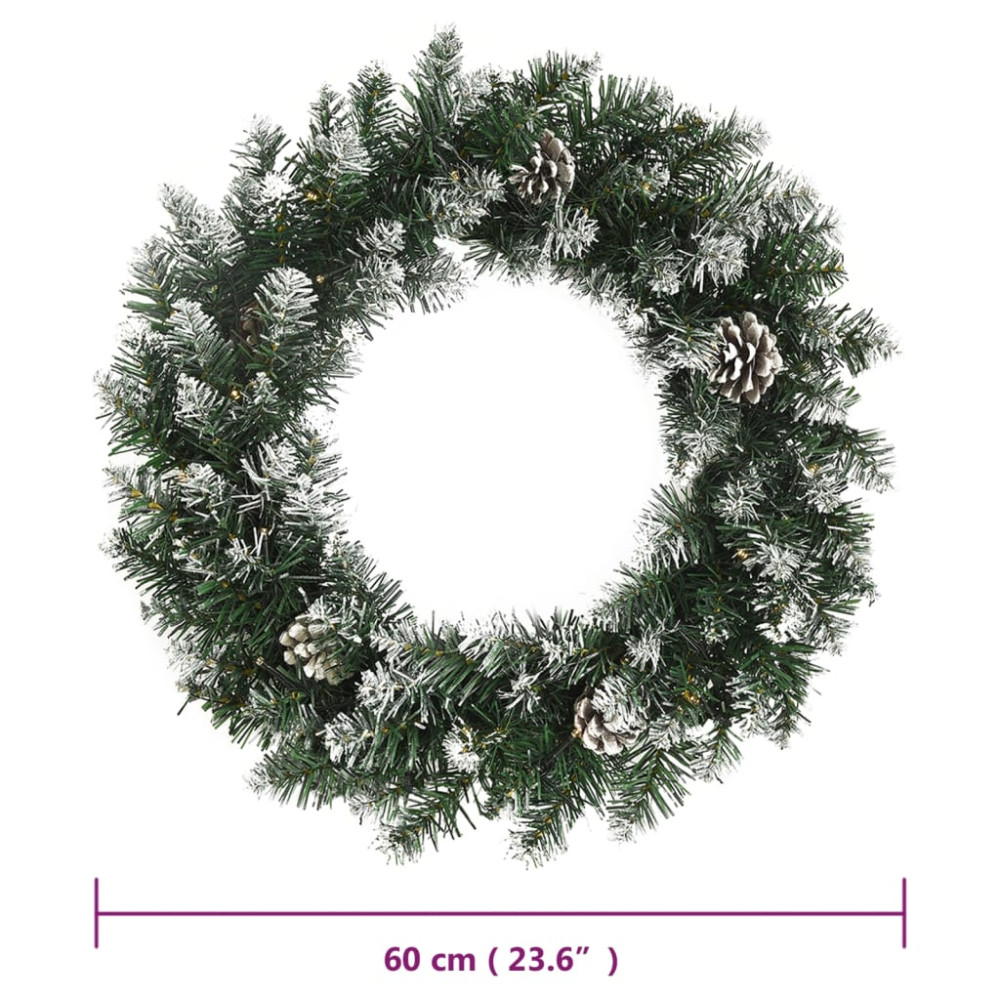 Produktbild för Julkrans med lysdioder grön 60 cm PVC