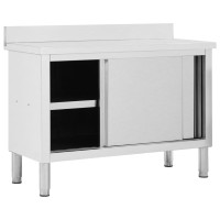 Produktbild för Arbetsbänk med skjutdörrar 120x50x(95-97) cm rostfritt stål