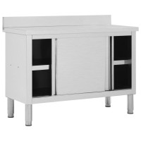 Produktbild för Arbetsbänk med skjutdörrar 120x50x(95-97) cm rostfritt stål