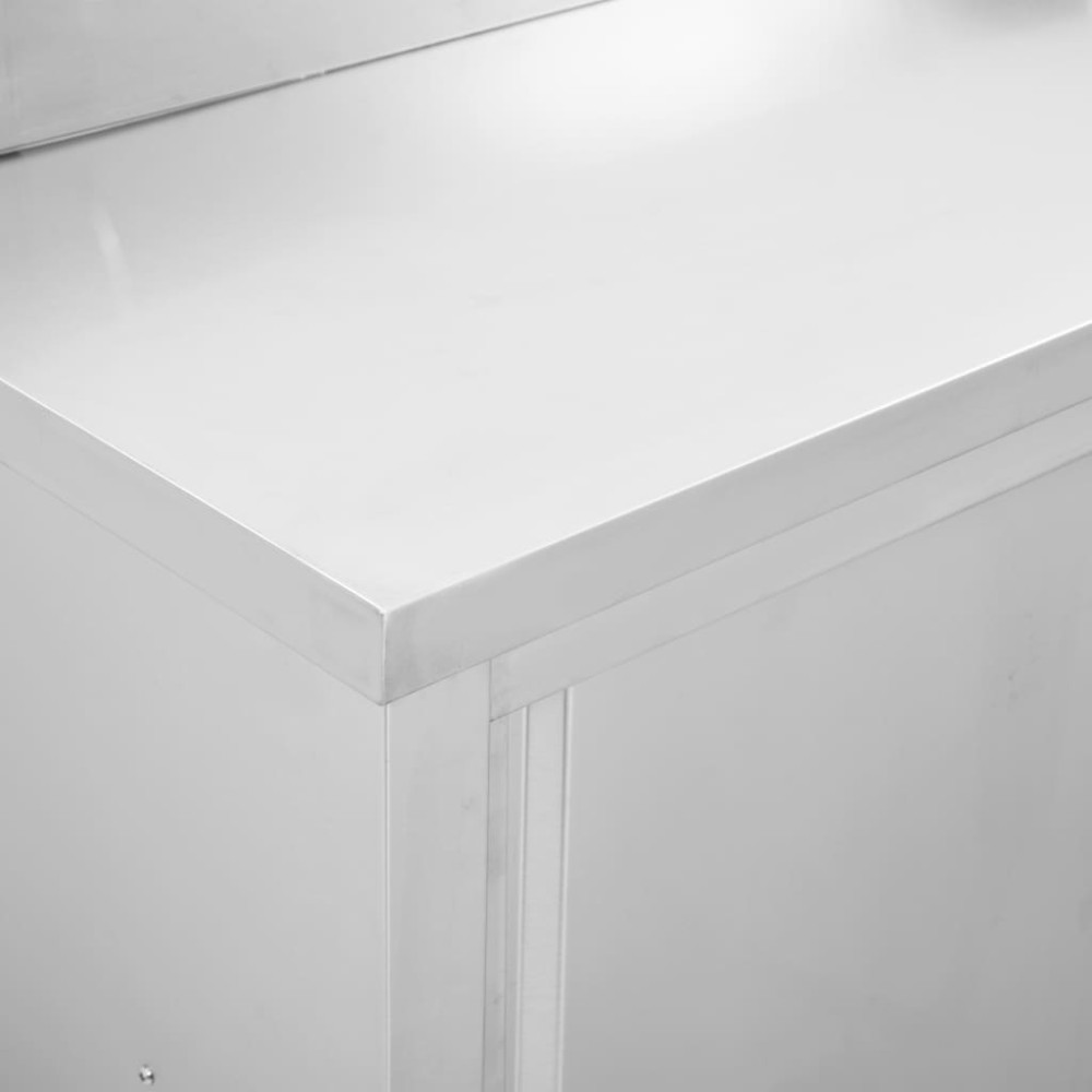 Produktbild för Arbetsbänk med skjutdörrar 120x50x(95-97) cm rostfritt stål