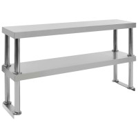 Produktbild för Överhylla för arbetsbord 2 hyllplan 120x30x65 cm rostfritt stål