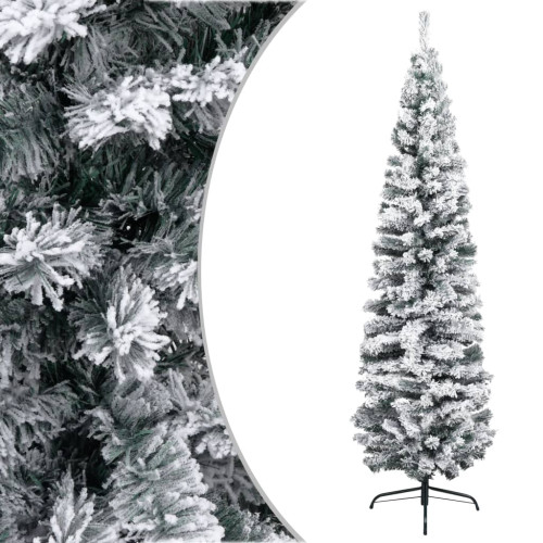 vidaXL Smal plastgran med snö grön 240 cm PVC