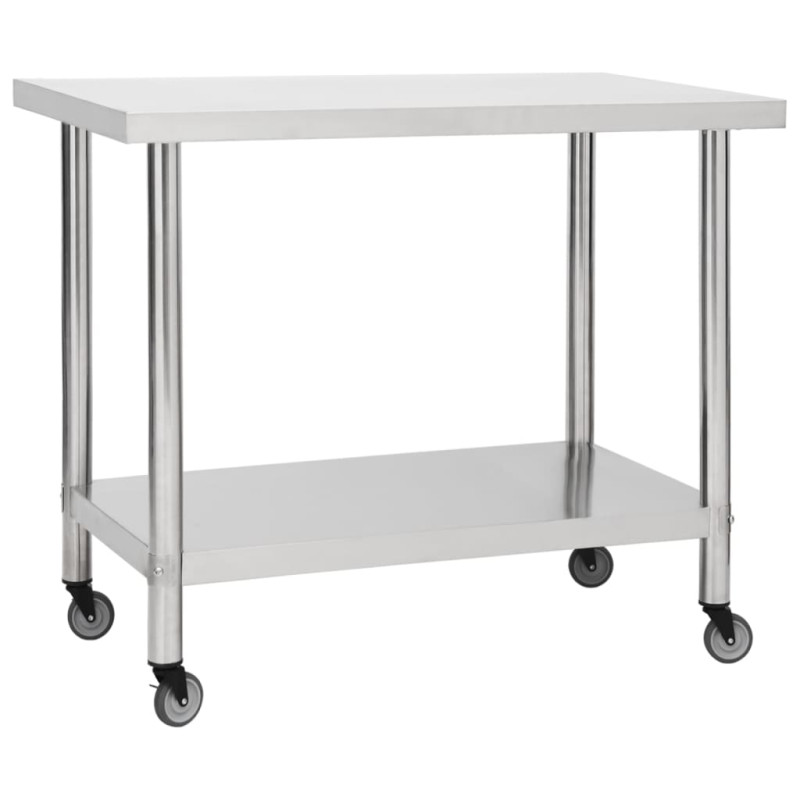 Produktbild för Arbetsbord med hjul 80x60x85 cm rostfritt stål