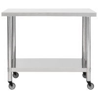 Miniatyr av produktbild för Arbetsbord med hjul 80x60x85 cm rostfritt stål