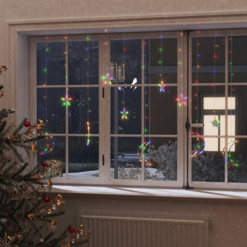 vidaXL Ljusgardin stjärnor och månar fjärrkontroll 138 LED flerfärgad