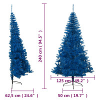 Produktbild för Halv plastgran med stativ blå 240 cm PVC