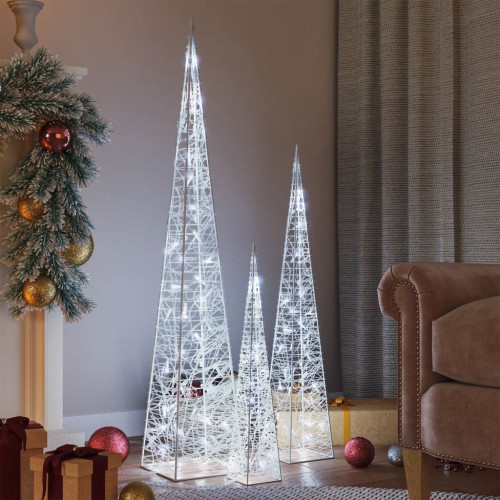 vidaXL Ljuskoner LED set akryl kall vit 60/90/120 cm