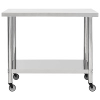 Produktbild för Arbetsbord med hjul 100x45x85 cm rostfritt stål
