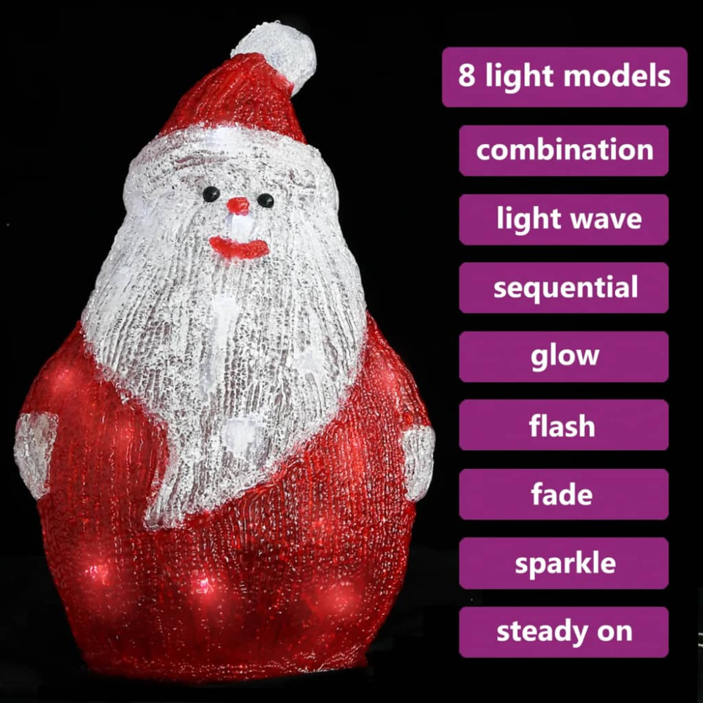 Produktbild för Jultomte med LED-belysning akryl inne/ute 28 cm