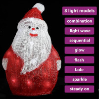 Produktbild för Jultomte med LED-belysning akryl inne/ute 28 cm