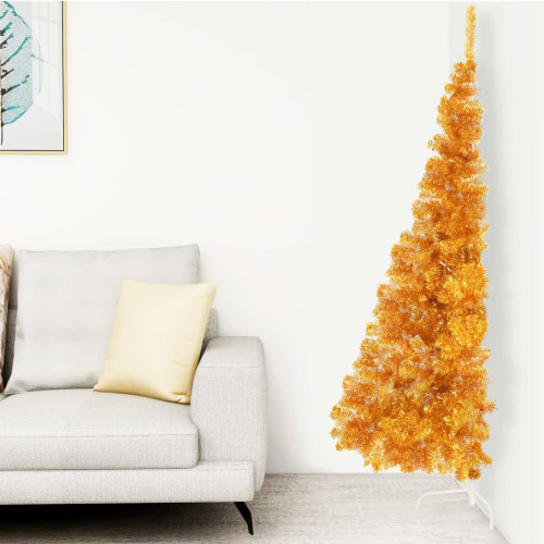 vidaXL Halv plastgran med fot guld 240 cm PET