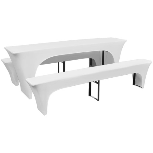 vidaXL 3 Möbelöverdrag för ölbord och bänkar stretch Vit 220 x 70 x 80 cm