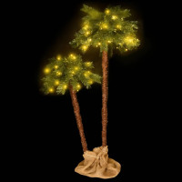 Produktbild för Konstpalm dubbel med LEDs 90 cm&150 cm