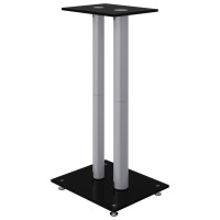 Produktbild för Högtalarstativ 2 st härdat glas 2-pelarmodell svart & silver