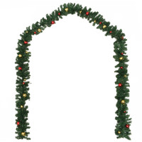 Produktbild för Julgirlanger 4 st med julkulor grön 270 cm PVC